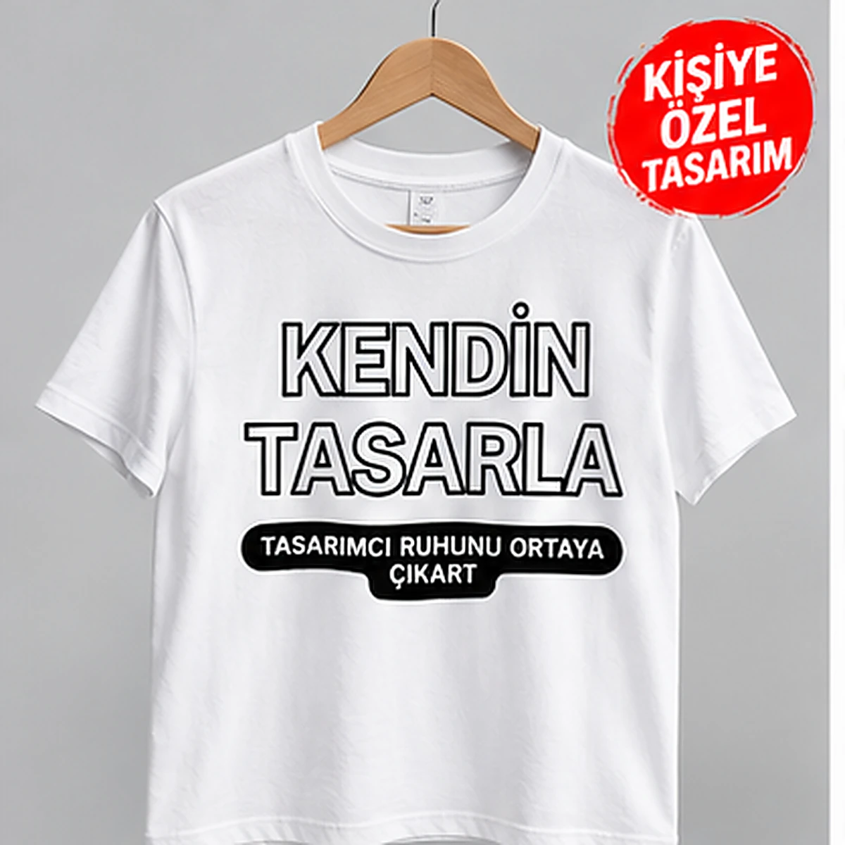 Kişiye özel tasarım baskılı beyaz premium tişört