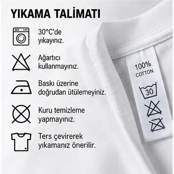 Baskılı pamuklu tişört için yıkama ve bakım talimatları