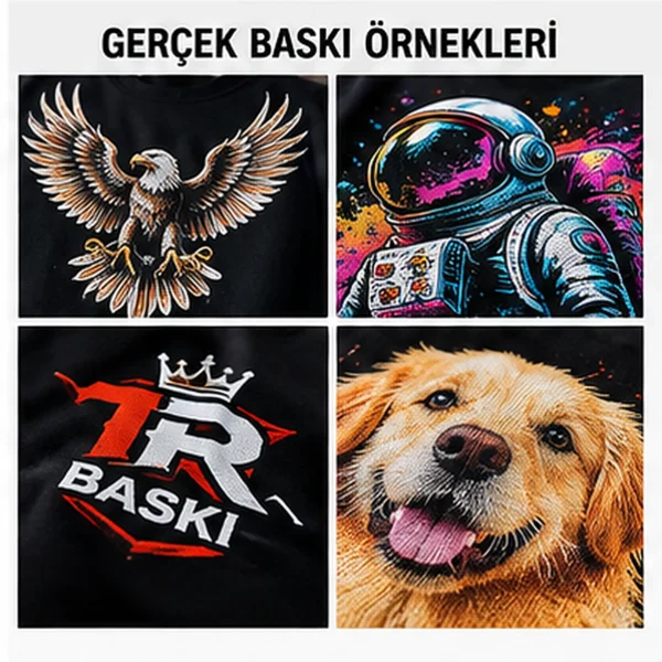 Kişiye özel tişört için renkli grafik ve illüstrasyon baskı örnekleri
