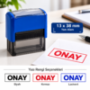 Hazır ONAY kaşesi 13×38 mm, siyah kırmızı ve lacivert mürekkep renk seçenekleri