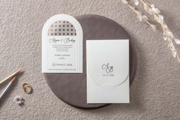 İklim Davetiye Şık Nişan, Nikah, Düğün Davetiyesi (100 Adet) 10676